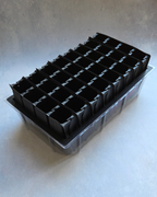 Deep rootrainer pots for growing Sweet Peas, 24 pack with tray and clear plastic lid